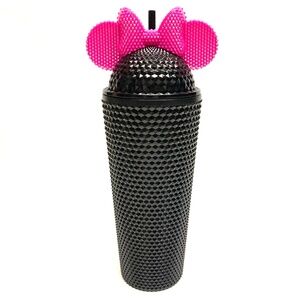 NWT Disney Minnie Mouse Pink and Black Studded Tumbler with Bow